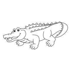 Crocodile Coloring Page Isolated for Kids