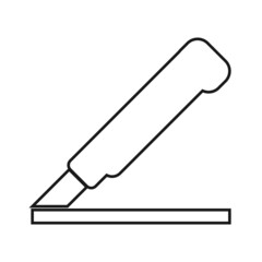 Use cutter for opening packaging, thin icon vector illustration on white background