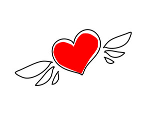 Vector heart with wings