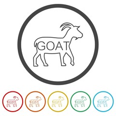 Goat icon isolated on white background, color set