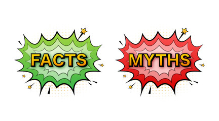 Myths facts pop style. Facts, great design for any purposes. Vector stock illustration.