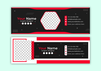 Corporate Email Signature Template Design. With Two Types Of Different Designs And Vector illustrations. And One Colors Variations