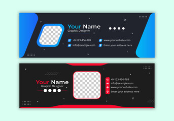 Corporate Email Signature Template Design. With Two Types Of Different Designs And Vector illustrations. And Two Colors Variations
