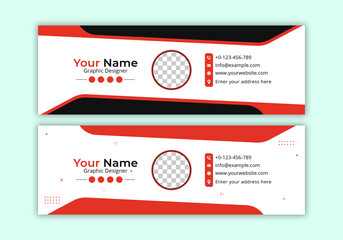 Corporate Email Signature Template Design. With Two Types Of Different Designs And Vector illustrations. And One Colors Variations