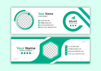 Corporate Email Signature Template Design. With Two Types Of Different Designs And Vector illustrations. And One Colors Variations