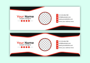 Corporate Email Signature Template Design. With Two Types Of Different Designs And Vector illustrations. And One Colors Variations