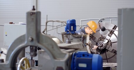 male worker at the factory, measures to do and prepare for processing.