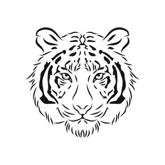 Outline the head of a tiger. Vector illustration