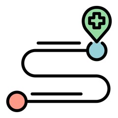 Pharmacy location icon. Outline pharmacy location vector icon color flat isolated