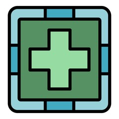 Obraz premium Pharmacy sign icon. Outline pharmacy sign vector icon color flat isolated