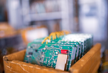 Set of chips for TFT displays in cardboard box in shop