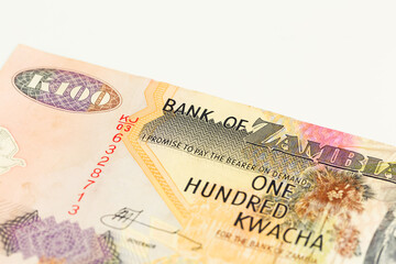 detail of a 100 zambia kwacha bank note