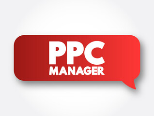 Ppc Manager text message bubble, business concept background