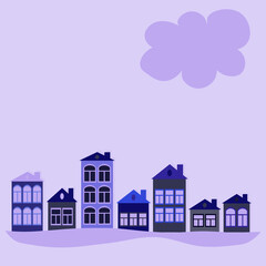 a European town, houses. Design element of books, notebooks, postcards, interior items