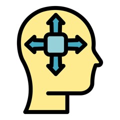 Mind opportunity icon. Outline mind opportunity vector icon color flat isolated