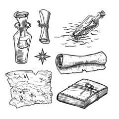 Set of adventure vintage elements  isolated on white background