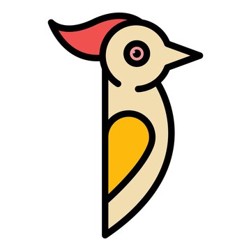 recommend clip art: Zoo woodpecker icon. Outline zoo woodpecker vector icon color flat isolated