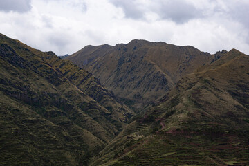 Fototapeta premium Views of Andean terraces (used for cultivation and farming by the Incas) in the Sacred Valley, Peru