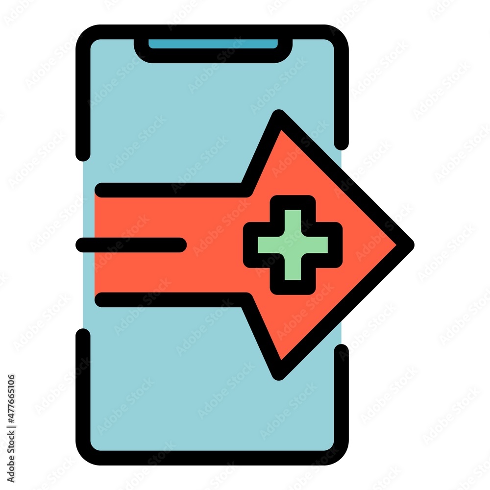 Wall mural Phone medicine icon. Outline phone medicine vector icon color flat isolated - Wall murals