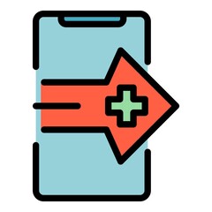 Phone medicine icon. Outline phone medicine vector icon color flat isolated