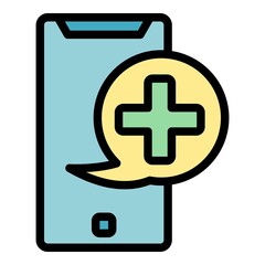 Medical phone consultation icon. Outline medical phone consultation vector icon color flat isolated