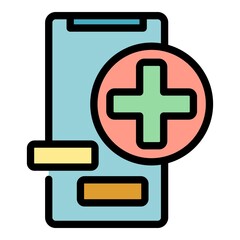 Fototapeta premium Mobile doctor service icon. Outline mobile doctor service vector icon color flat isolated