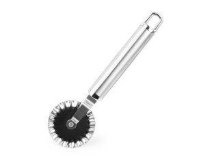 A metal pasta cutter on white background
