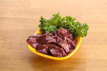 Raw chicken liver in the bowl