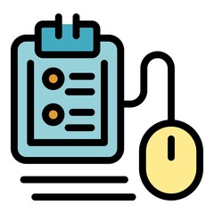 Online job resume icon. Outline online job resume vector icon color flat isolated