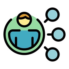 Recruiter job icon. Outline recruiter job vector icon color flat isolated