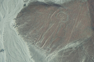 Astronaut glyph at the nasca lines from the air