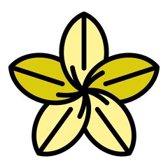 Plumeria tree icon. Outline plumeria tree vector icon color flat isolated