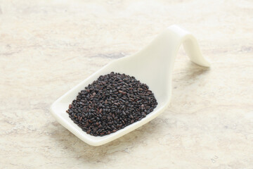 Black sesame seeds in the bowl