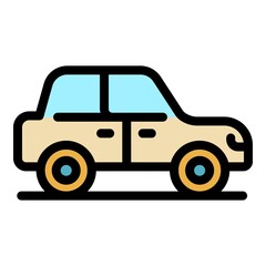 Family car icon. Outline family car vector icon color flat isolated