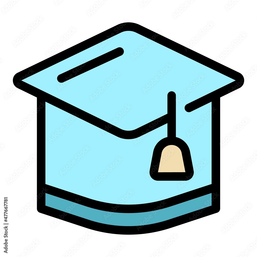 Poster Graduation hat icon. Outline graduation hat vector icon color flat isolated - Posters