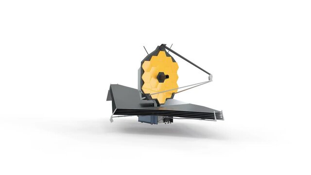 Space Telescope called JWST on white background