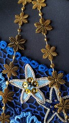 Knitted flowers close-up. Crochet. Irish lace