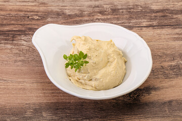 Vegan food - hummus with olive oil
