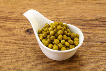 Marinated green pea in the bowl