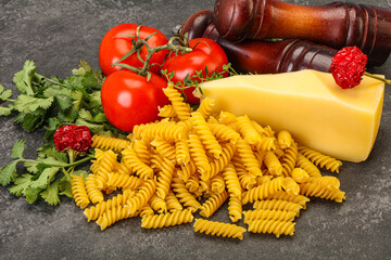 Italian pasta - raw Girandole for cooking