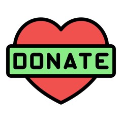 Love charity icon. Outline love charity vector icon color flat isolated