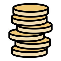 Donate coins icon. Outline donate coins vector icon color flat isolated