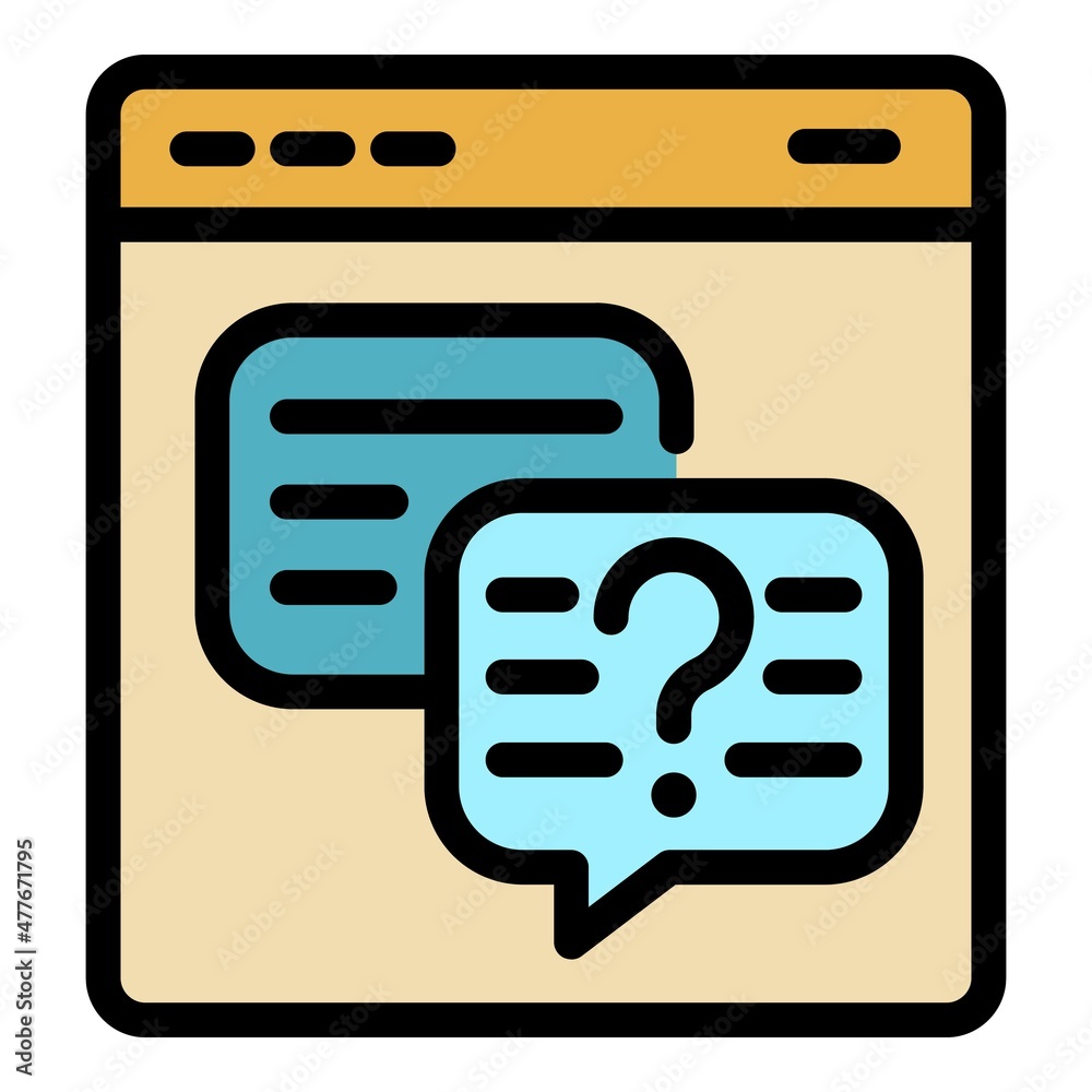 Poster problem questions icon. outline problem questions vector icon color flat isolated