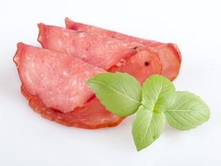 Raw smoked sausage isolated on a white background