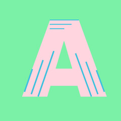 The letter A with pastel colors.