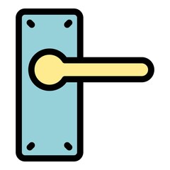 Room door handle icon. Outline room door handle vector icon color flat isolated