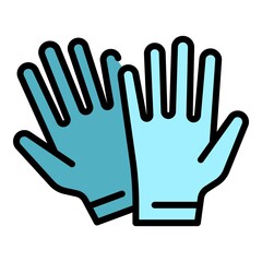 Surgical medical gloves icon. Outline surgical medical gloves vector icon color flat isolated