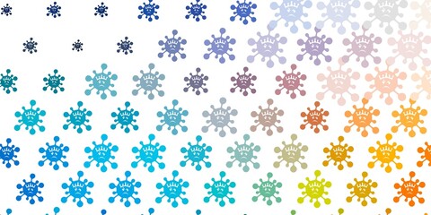 Light Blue, Yellow vector background with covid-19 symbols.