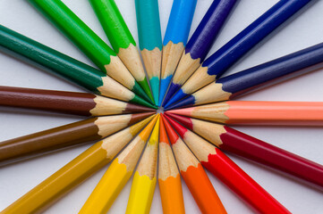 Naklejka premium several colored pencils forming a circle