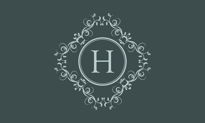 Exquisite monogram design with the letter H. Exclusive logo on a dark background for the symbol of business, restaurant, boutique, hotel, jewelry, invitations, menus, labels, fashion.